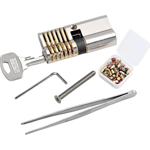 Multipick 6-pin: cilindro di allenamento progressivo per lockpicking con chiave e kit perni di ricambio